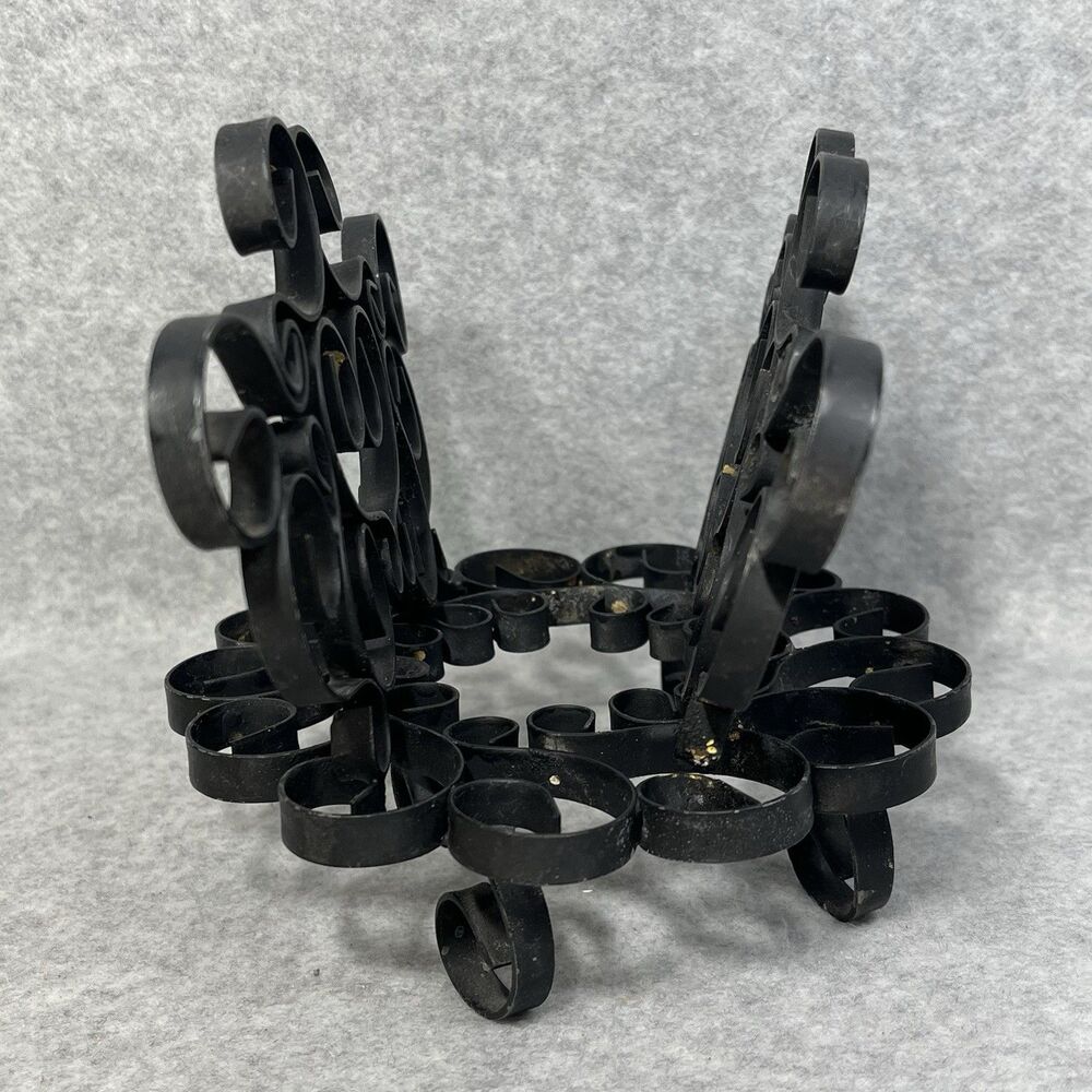 Vintage Black Metal Swirl Scroll Napkin Letter Holder Wrought Iron ? Organizer